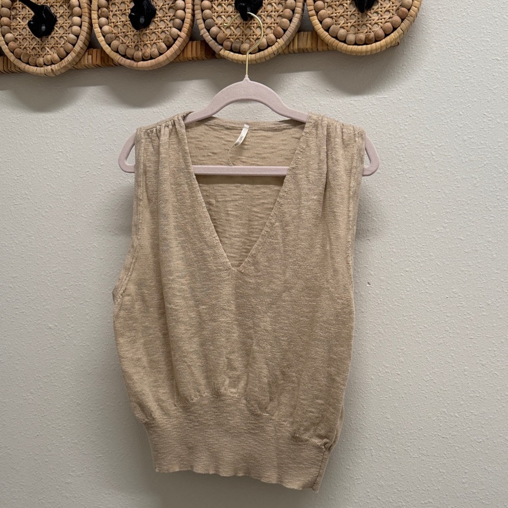 Elegant Beige V-Neck Tank Top